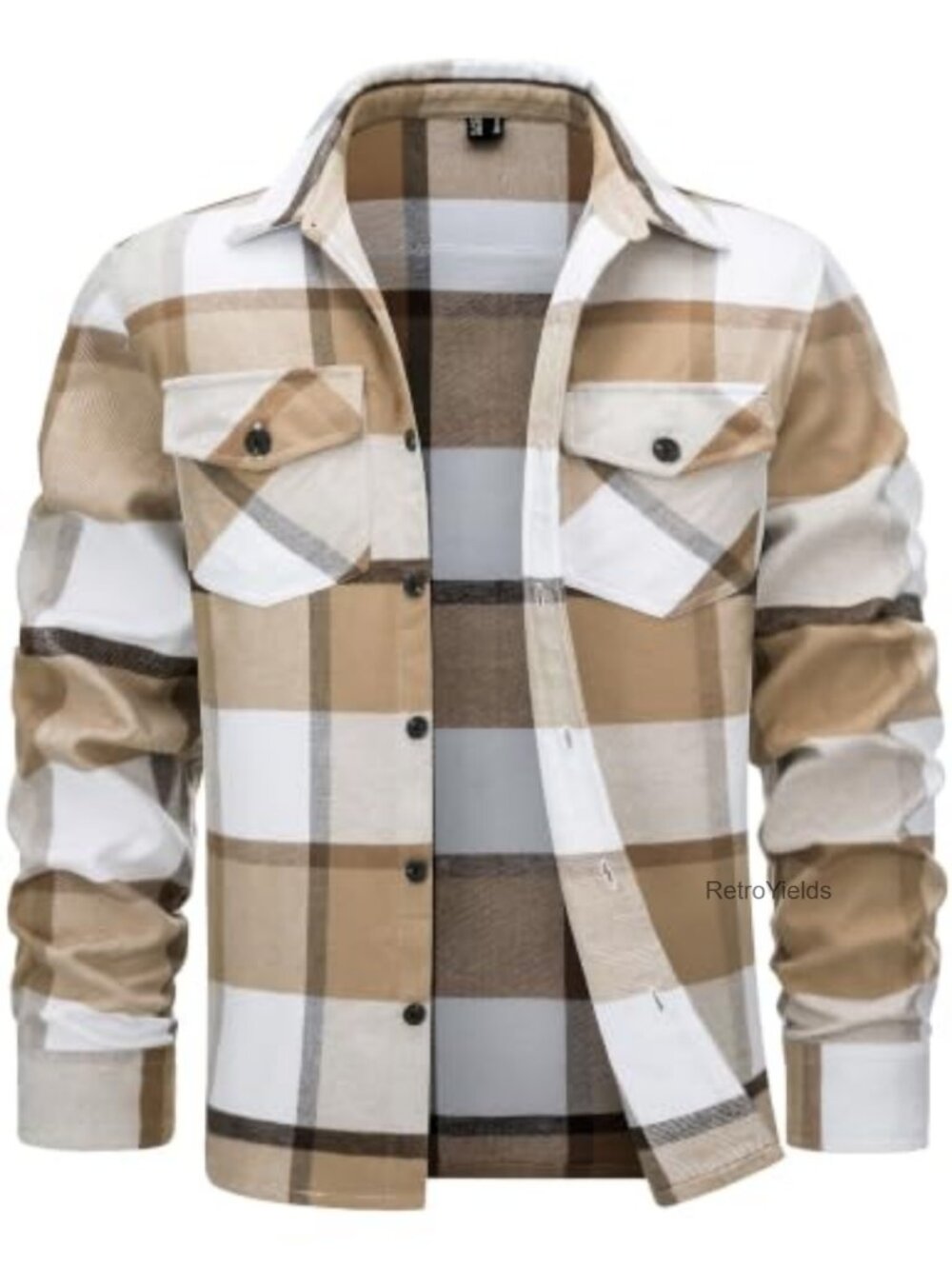 Men's Flannel Shirt Long Sleeve Button Down Casual Plaid Cotton Blend